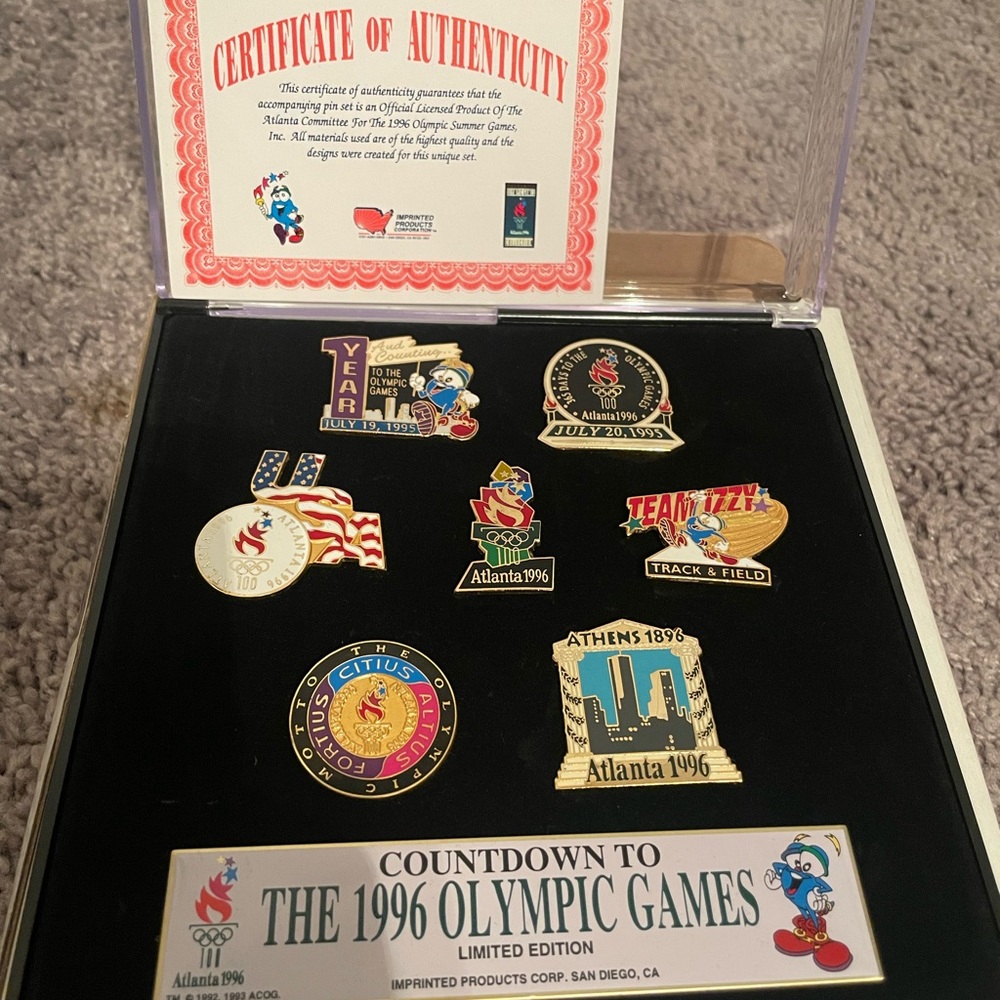 1996 Olympic Games Atlanta Collector Pin Set Countdown to The 1996 Olympic Games